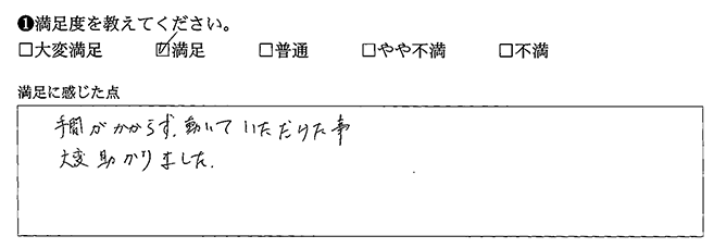 手間がかからず解決しました