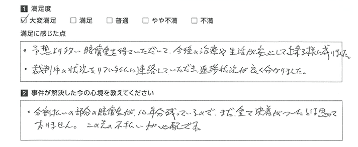 予想よりも多い賠償金で解決できました